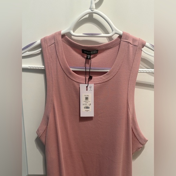 Dynamite Pink Ribbed Tank Top - Picture 4 of 5